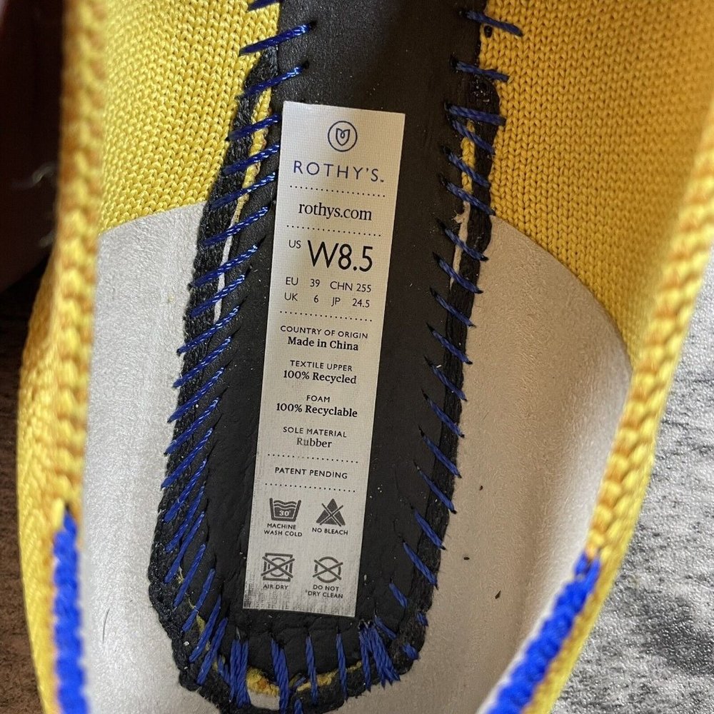 Rothy’s The Point Authentic Ballet Flats Marigold Yellow Knit Flats Size 8.5 - Picture 9 of 9